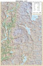 Dette kartet har et stående format på 60x90 cm i målestokk 1:40000. Utsnittet har fokus på fjell-/turområder øst for Sirdal mellom Lunde og Duge/Svartevassdammen.