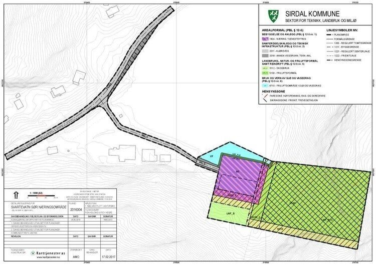 Reguleringsplan for Svartevatn Sør Næringsområde, Sirdal kommune